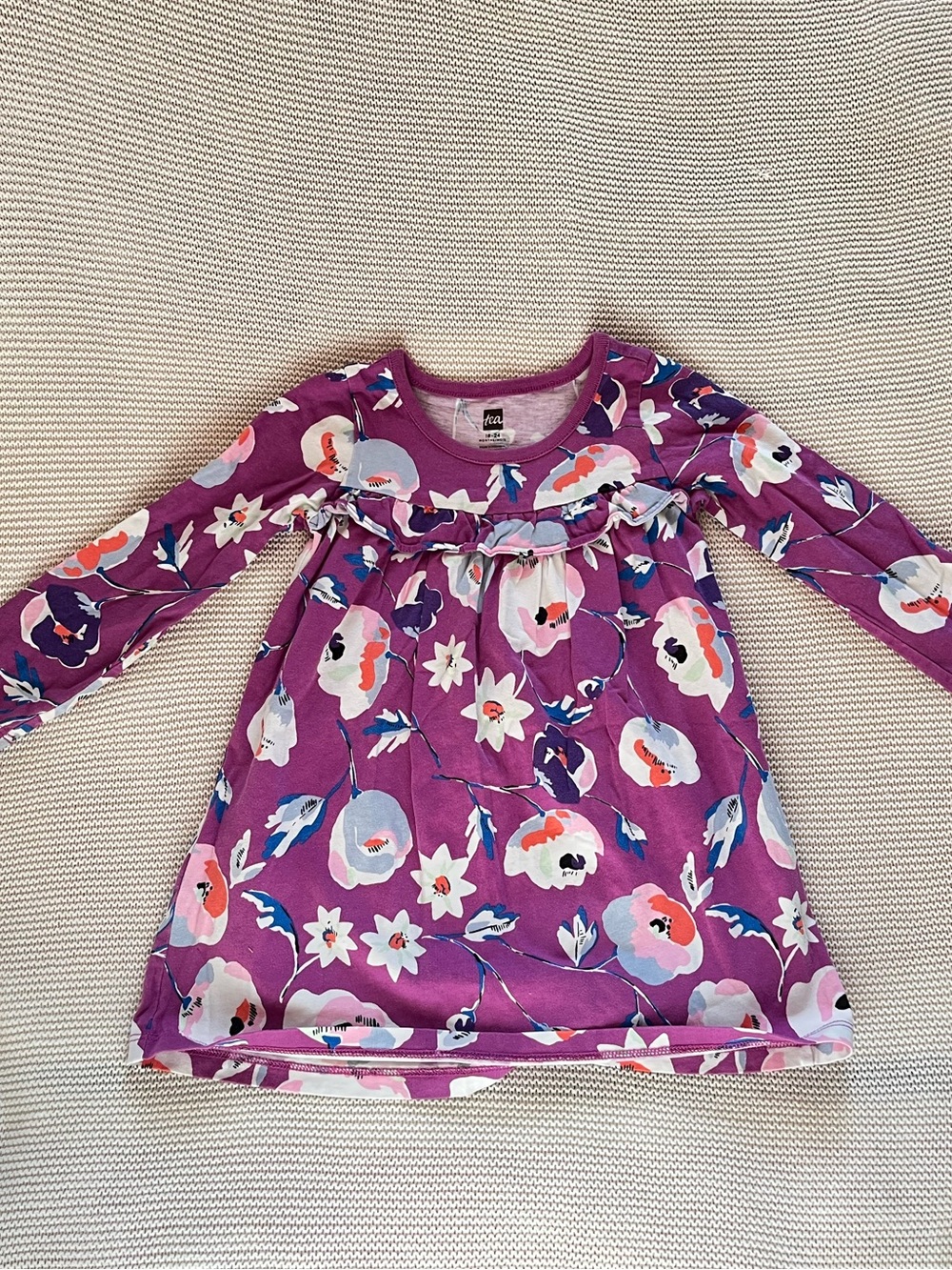 Tea Collection Purple Floral Long-Sleeve Dress Top